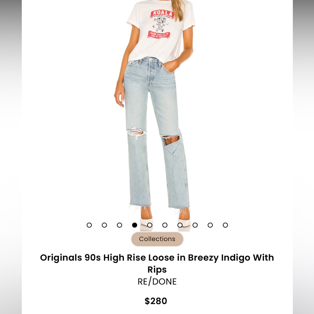 Re/Done Light Blue Distressed 90s high rise loose distressed Jeans - Picture 13 of 15